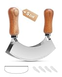 PROKITCHEN Kräuter Wiegemesser Zweischneidig, 13,5 x 12,5 cm Kräutermesser zum Zerkleinern von Kräutern und Gewürzen, Mit Klingenschutz