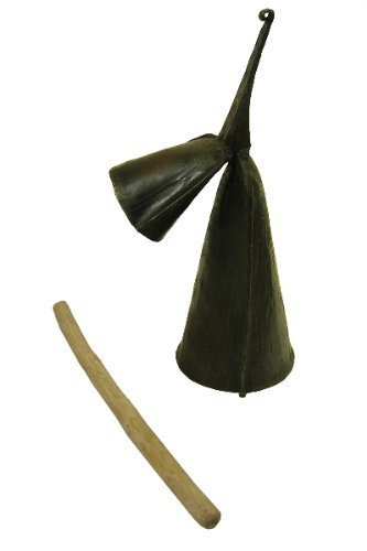Large Gankogui Double Bell with Stick - Agogo Cow Bell from Ghana - Large Size