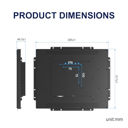 Image of Multi-Touch Industrial Monitor, 1280x1024 17 Inch Open Frame Capacitive Touch Screen, HD-MI,VGA Inputs, VESA Wall-Mount Installation Touch Monitor for Kiosk Industrial Automation