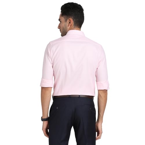 Image of Turtle Men Giza Cotton Slim Fit Light Pink Stripe Formal Shirt