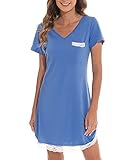 Características: camisón de casa, camisón de mujer, mangas cortas, encaje, bolsillos, falda media