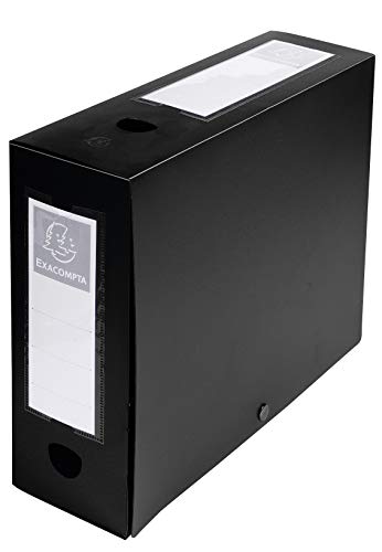 Exacompta - Ref. 59931E - 10 snap-on filing boxes 100mm back opaque 7/10th polypropylene - black, Pack of 10