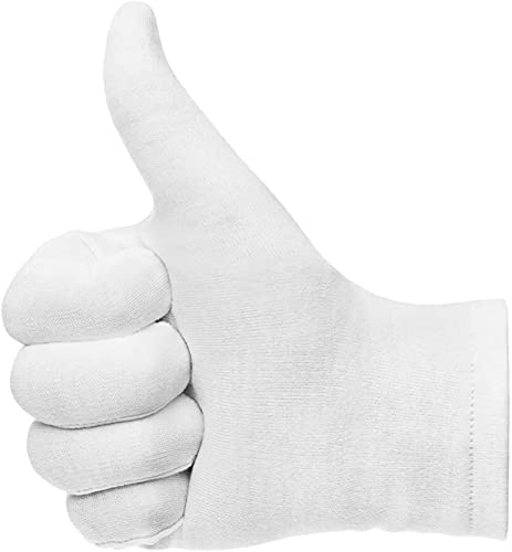 2 Pairs White Cotton Gloves, Moisturizing Soft Elastic Skincare Glove Working For Women Dry Hands, Jewelry Inspection Service, Film Processing, Coin Collection, Honor Guard Parade