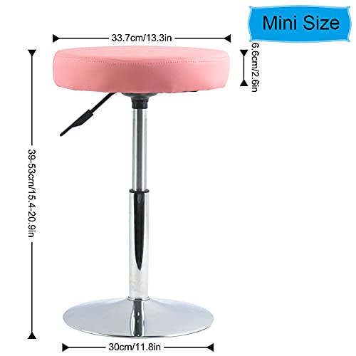 Image of FURWOO Pink Short Shop Stool - Height Adjustable Swivel Chair Stool for Office,SPA,Salon,Manicure and Tattoo Stations Small