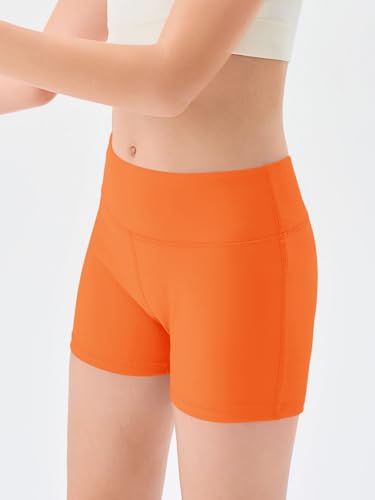 Image of Haloumoning Girls Athletic Shorts Kids High Waisted Yoga Dance Biker Shorts Comfy Gymnastics Shorts 5-14Y