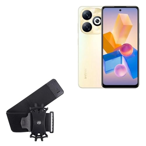 BoxWave Holster Compatible with Infinix Smart 8 Pro - ActiveStretch Sport Armband, Adjustable Armband for Workout and Running - Jet Black