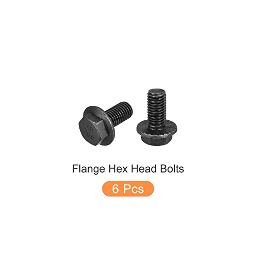 Image of METALLIXITY Flanged Hex Head Bolts (M12x25mm) 6pcs, Hexagon Serrated Flange Bolt Fully Thread Screw - for House Construction Hardware Fasteners