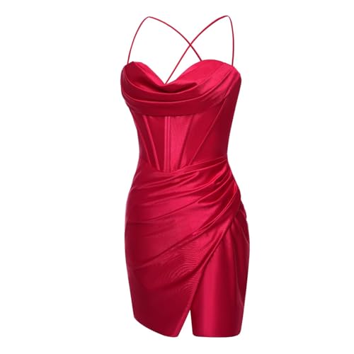 Sweetheart Homecoming Dresses for Teens Spaghetti Straps Satin Tight Mini Cocktail Party Dress AD1353
