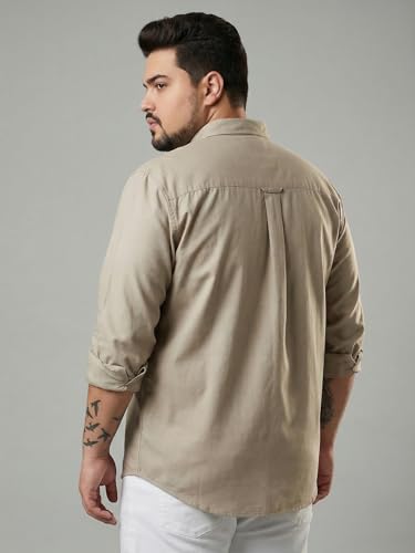 Image of Urbano Plus Men's Cotton Full Sleeve Regular Fit Solid Oxford Shirt with Button-Down Collar