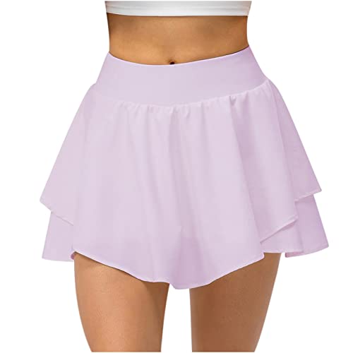 Amikadom B-Y46 Conjunto de 2 peças de shorts midi falsos de perna reta 2 peças roxo feminino conjunt