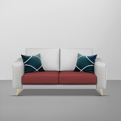Image of Casaliving Falco 2 Seater Sofa Set for Living Room (Maroon Grey Fabric) Premium Fabric Sofa