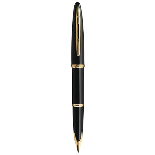 Waterman Carène Black Sea Fountain Pen | High-Gloss Black & 23k Gold Clip | Fine Nib with Blue Ink Cartridge | Gift Box - Additional View