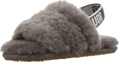 UGG Kids' Fluff Yeah Slide Slipper, Charcoal, 6 M US Toddler