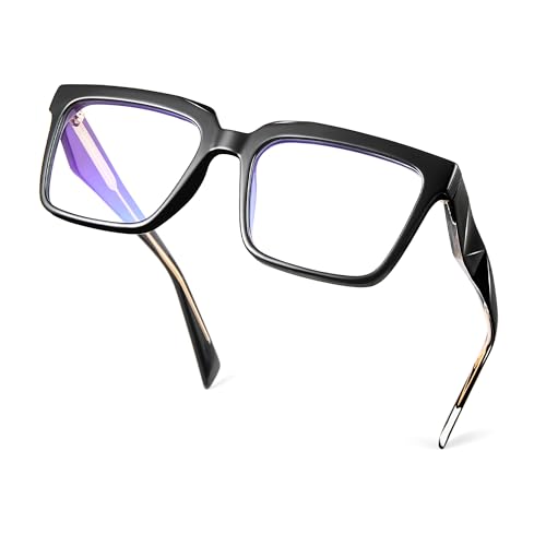 Image of Blue Light Blocking Glasses for Women Men, Square Thick Frame Anti Eyestrain & UV Glare JF6218