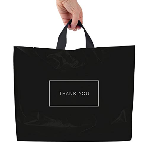 Thank You Bags for Business Black Plastic Bags 50 Pack 12