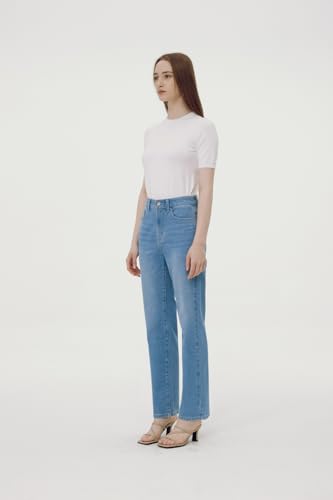 Generic Women's Straight Leg Jeans Stretchy Slim fit Denim Pants3