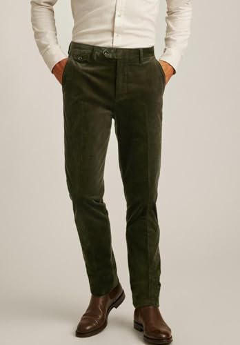 Men's Corduroy Pants Slim Fit Expandable Waist Straight Trousers for Men3