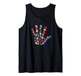 Bunte menschliche Handflächen zeigen winkende Hände helfen der Hand Tank Top