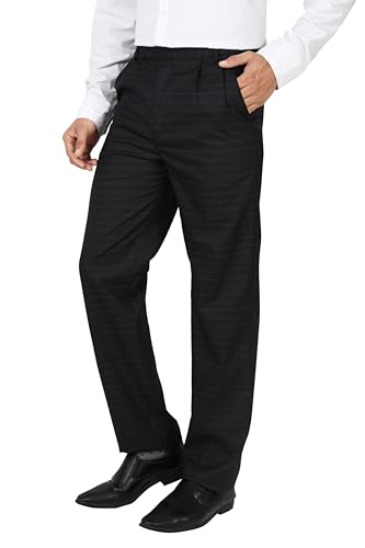 Image of Particle Pleat-Front Formal Trousers Checks Regular Fit Pants for Men, Waist Sizes 32-46