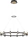 Eurofase 37043-018 Albany Industrial Vintage Floating Ring LED Chandelier, 12-Light 53 Total Watts, 5" H x 32" Dia, Deep Black/Brass
