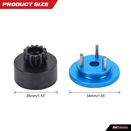 Rcawd Rc Clutch Bell 14T Shoes Bearings Gear Flywheel Assembly Kit Springs Cone Engine Nut For Hpi Hsp Axial Himoto 1/8 Rc Nitro Engine Car,Blue #TOP2