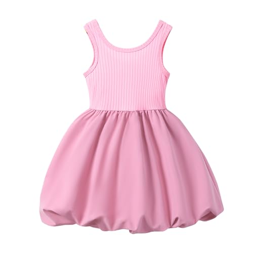Toddler Girls Sleeveless Stretchy Knit Princess Elegant Bloom Casual Summer Dress for Special Occasions