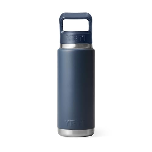 Image of YETI Rambler 26 oz Bottle, Vacuum Insulated, Stainless Steel with Color Matching Straw Cap