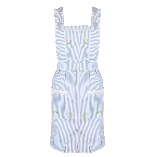 Ptwola 1 Pcs Women Kitchen Apron Cute Chef Cooking Apron With Pockets Adjustable Vintage Floral Dress Aprons For Men Work Baking Grill Restaurant Gardening Wife Mothers Day Birthday Retro
