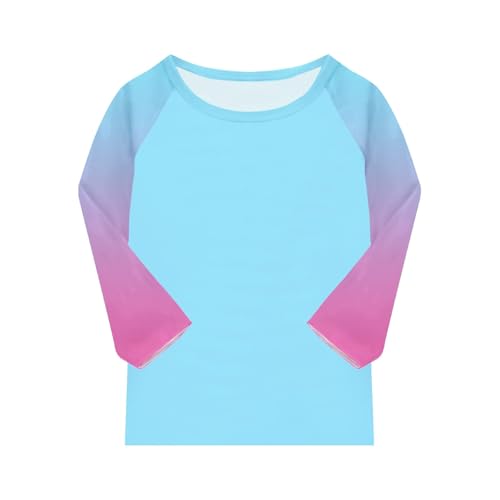 Fall Girls Tops Raglan 3/4 Sleeve Crewneck Shirts Solid Graphic Clothes Lightweight Raglan 3/4 Legth Sleeve Outfits2