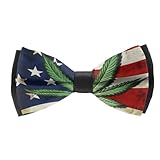RIMENCH Men Green Marijuana Weed Leaf American Flag Bow Tie Pre-Tied Satin Formal Tuxedo Necktie Handmade Bow Ties for Wedding, Party, Dress up, Christmas, Classic Bowtie