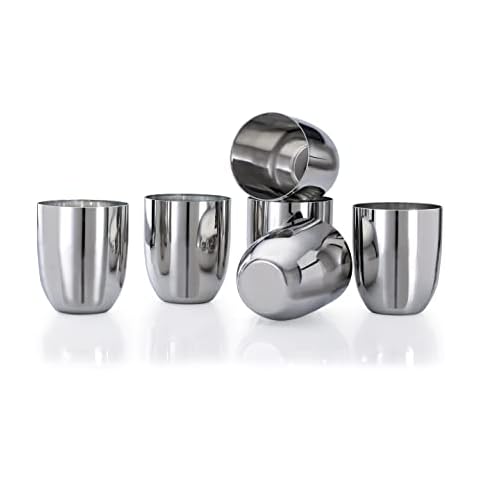 Vinod Premium Stainless Steel Glass Set of 6 - Premium Metal Cups | Beer Glasses | Juice Glass Cover