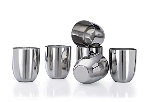 Vinod Premium Stainless Steel Glass Set of 6 - Premium Metal Cups | Beer Glasses | Juice Glass