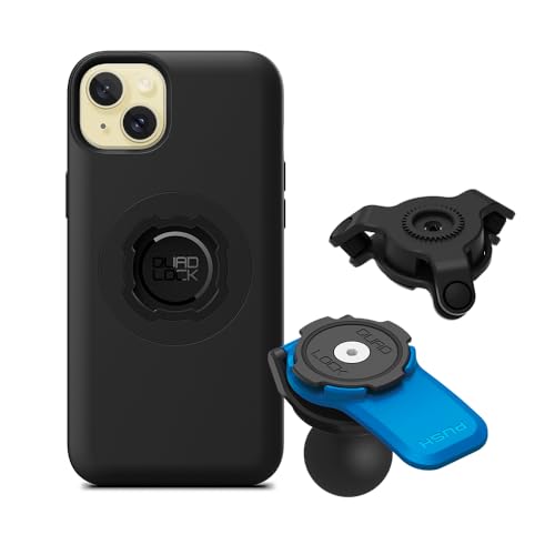 Image of Quad Lock 1 inch Ball Adaptor for Motorcycle Phone Mount with Vibration Dampener and MAG Phone Case for iPhone 15 Plus