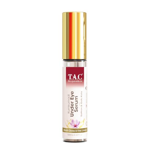 TAC - The Ayurveda Co. Kumkumadi Under Eye Serum for Dark Circles & Wrinkles with Saffron & Gotu Kola for Fine Lines & Puffiness for Women & Men, All Skin Types, 10ml