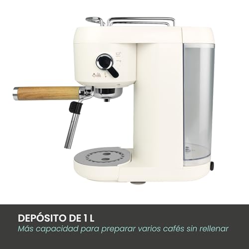 Jocca - Espressomaschine 20 bar mit Dampfgarer, 1400 W, Tank 1 l, beleuchtete Touch-Tasten, Tassenwärmer und Thermoblock für schnelles Aufheizen