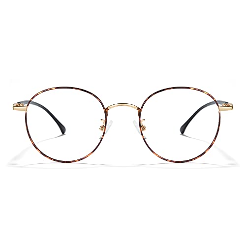Image of Cyxus Blue Light Blocking Glasses Round Metal Frame Computer Glasses | Blue light blocking glasses featuring round metal frame, comfortable fit and versatile use for work, study and entertainment