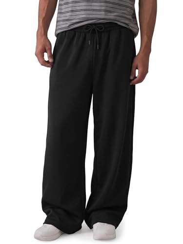 Comdecevis Baggy Sweatpants for Men Open Bottom Casual Cotton Comfy Stretch Gym Pants Unisex Mens Pants Casual M(34) Black