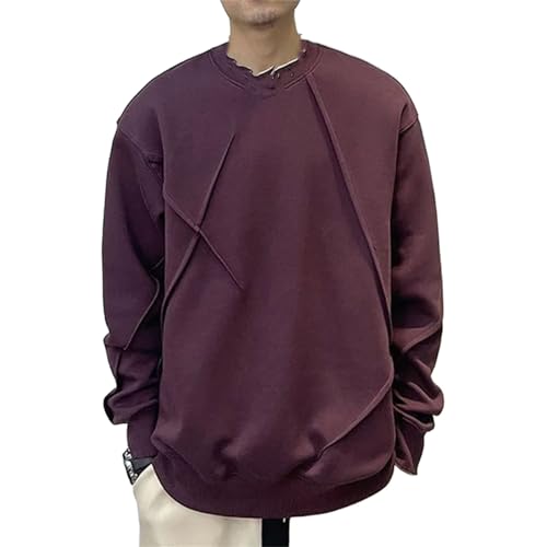 Winter Edition Trendy Solid Color Design Sense Round Neck Thickened Loose Handsome Men's Sweater