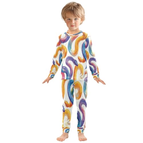 Pajama Sets Long Sleeve Colorful Cute Snake Soft Comfy Sleepwear 2 Piece PJS 3-8T2