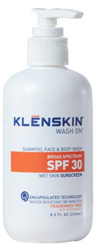 KLENSKIN Body Wash with SPF 30 Sunscreen, Water Resistant Sun Protection for Scalp, Face, Body, 8oz