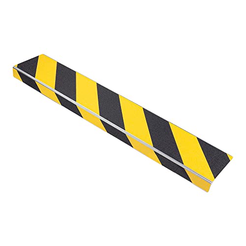AnTina TAPES® Treppen-Kanten-Profil 'Thin Line' 100 mm, Kanten-Schutz-Profil mit Antirutsch-Beschichtung R13 für Treppen & Stufen (10x80cm, gelb/schwarz)