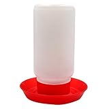 M.Z.A Poultry Water Jug Automatic Poultry Waterer Small Poultry Water Containers Drinkers for Chickens Birds Pigeon Quail 1L (Red and White)