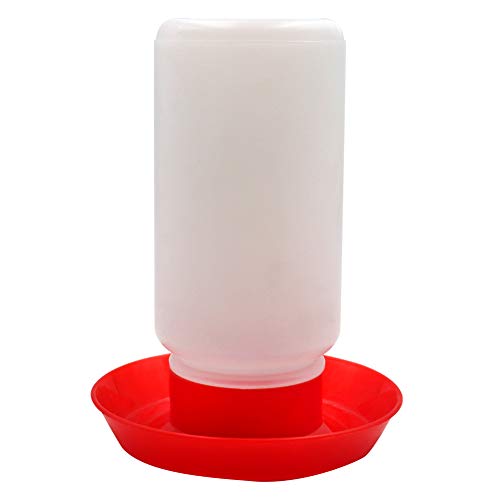 M.Z.A Poultry Water Jug Automatic Poultry Waterer Small Poultry Water Containers Drinkers for Chickens Birds Pigeon Quail 1L (Red and White)