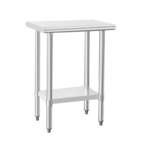 Image of HARDURA Stainless Steel Work Table Commercial 18x24 Inches Kitchen Prep Table and Heavy Duty Commercial Workbench NSF 430 with Undershelf and Galvanized Legs