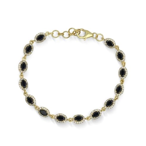 Bracelet en argent plaqué or, onyx noir et zirconium : le cadeau parfait pour elle