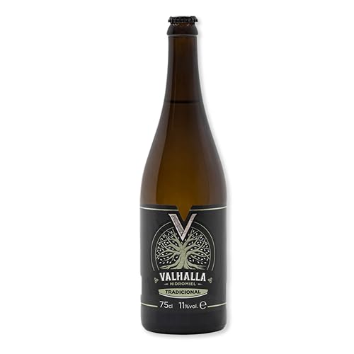 Valhalla Hidromiel Tradicional | Bebida Artesanal Estilo Show Mead Semi Seco | Elaboración Natural con Miel de Flores y Levadura | Botella 75cl | Sin Gluten ni Sulfitos | 11% Alcohol