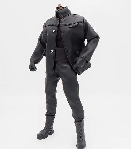 Studio one 1/6 Scale Clothes Black Leather Set Coat for 12