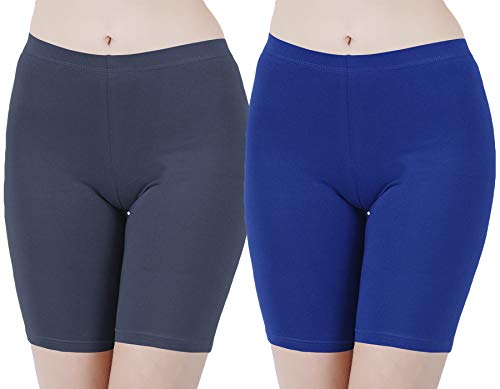 Image of Buy That Trendz Cotton Lycra Tight Fit Stretchable Cycling Shorts Womens | Shorties for Active wear /Exercise /Workout /Yoga /Gym /Cycle /Running Red Grey Combo Pack of 2
