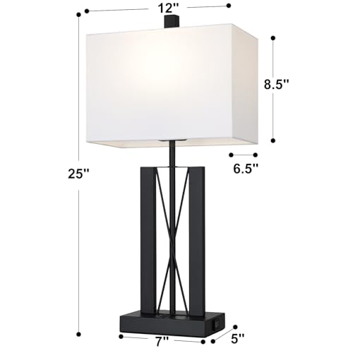 Lámparas de mesa modernas Lolikit con 2 puertos USB, juego de 2 miniatura 7