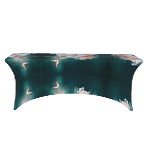 Nappe fleur et papillon extensible 1,8 m avec housse de coin pour table de jardin